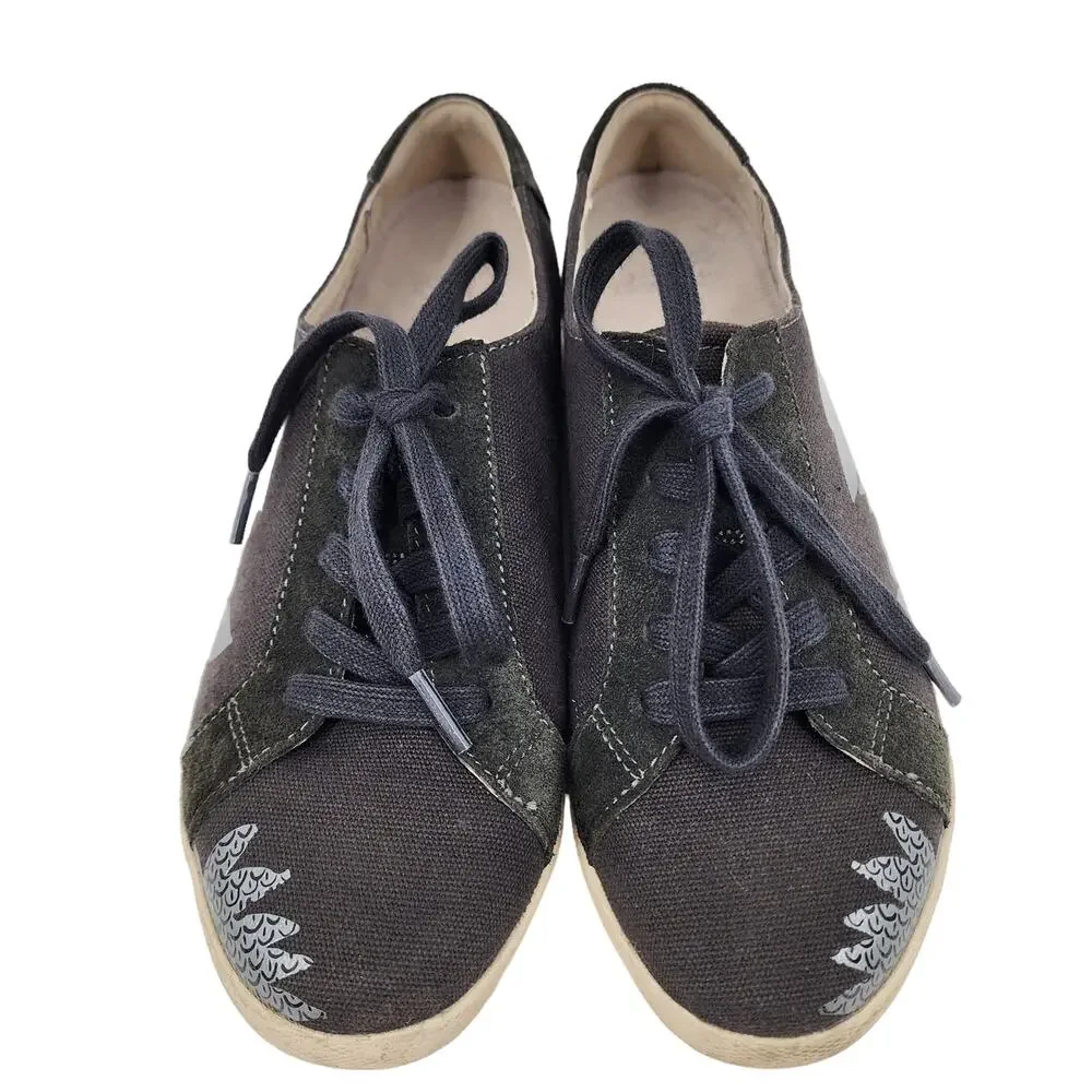 Dansko Olisa Sneaker Womens Floral Silver Foil Lace Up Low Top Brown Size 37